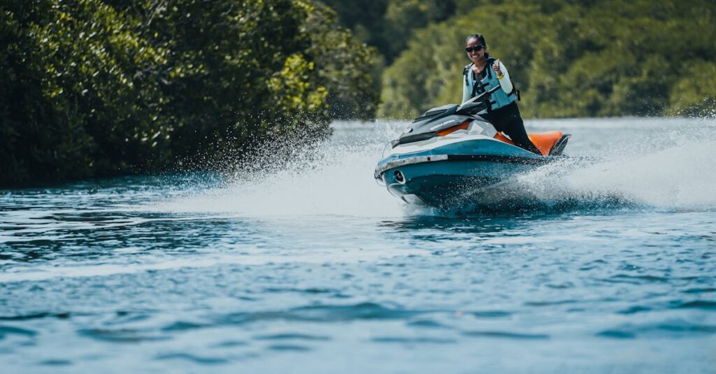 jet ski gliding on water